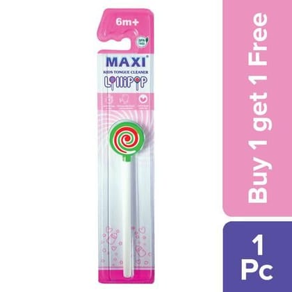 MAXI Lollipop Tongue Cleaner For Kids - Easy To Use, Dual-Action Multi-Layer Design, 2 pcs (Buy 1 Get 1 Free)