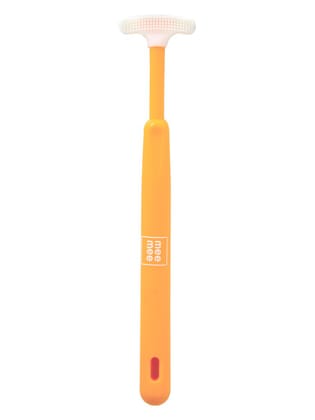 Mee Mee Tender Tongue Cleaner with Non-Slip Handle,Manual,Soft Rubber Tip and Easy Grip for Kids/Babies (Pack of 1, Orange)